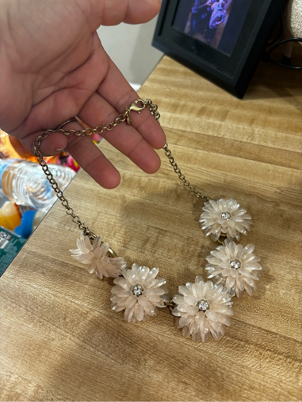 J. Crew Cream Floral Crystal Statement Necklace